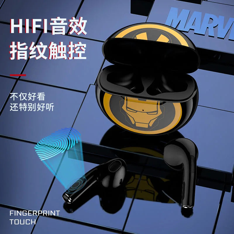 Marvel Spider Man Auriculares Bluetooth Dibujos animados Capitán América Mini Auriculares Bluetooth con bajo retardo y larga duración de la batería-MovilExpressShop