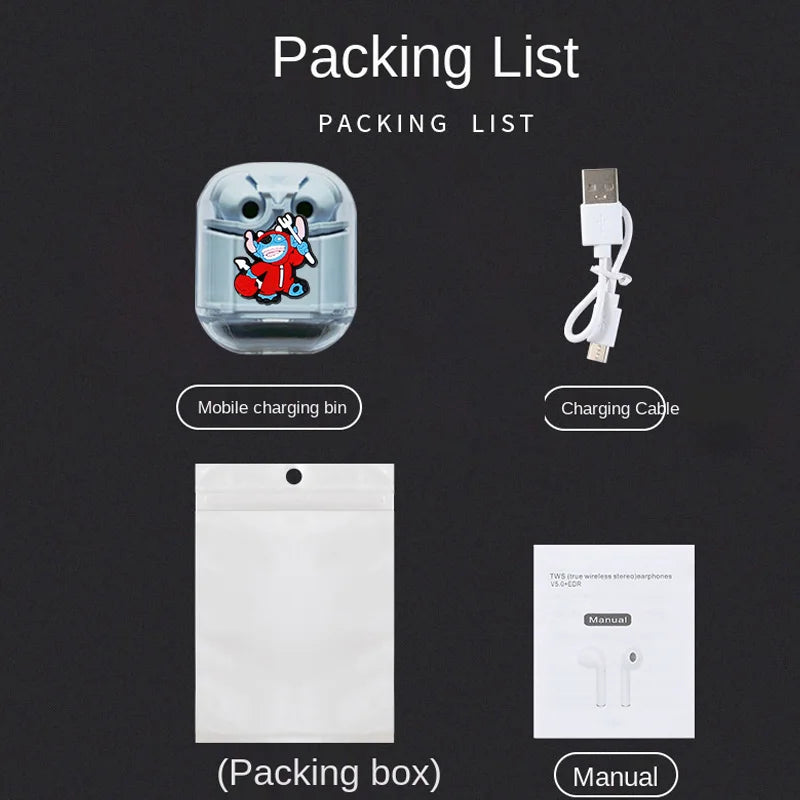 Nuevo Disney Stitch sonido HIFI pantalla Digital LED auriculares Bluetooth auriculares inalámbricos serie Stitch de largo alcance-MovilExpressShop