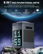 Soporte y cargador inalámbrico magnético plegable 6 en 1, altavoz Bluetooth, despertador y píxeles de dibujos animados para iPhone 17 ~ 12 iWatch Airpods Pro