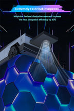 Base de escritorio CyberDock 3 en 1 con carga inalámbrica para iPhone 16, 15, 14 Pro Max, AirPods y Apple Watch, con luz ambiental.