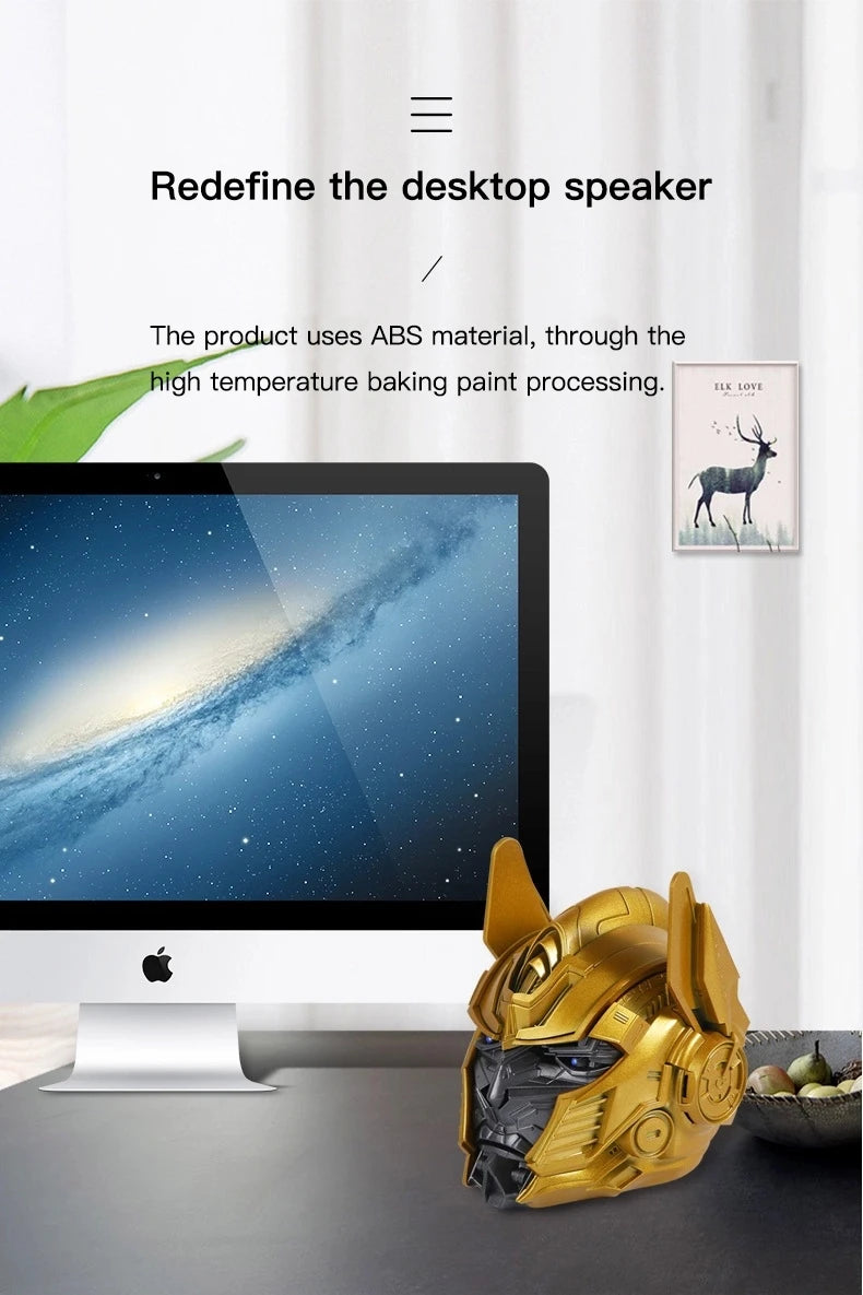 Altavoz inalámbrico con Bluetooth, dispositivo multifuncional para exteriores, transformador Optimus Prime, tarjeta TF, Radio FM, Subwoofer, regalo para ordenador