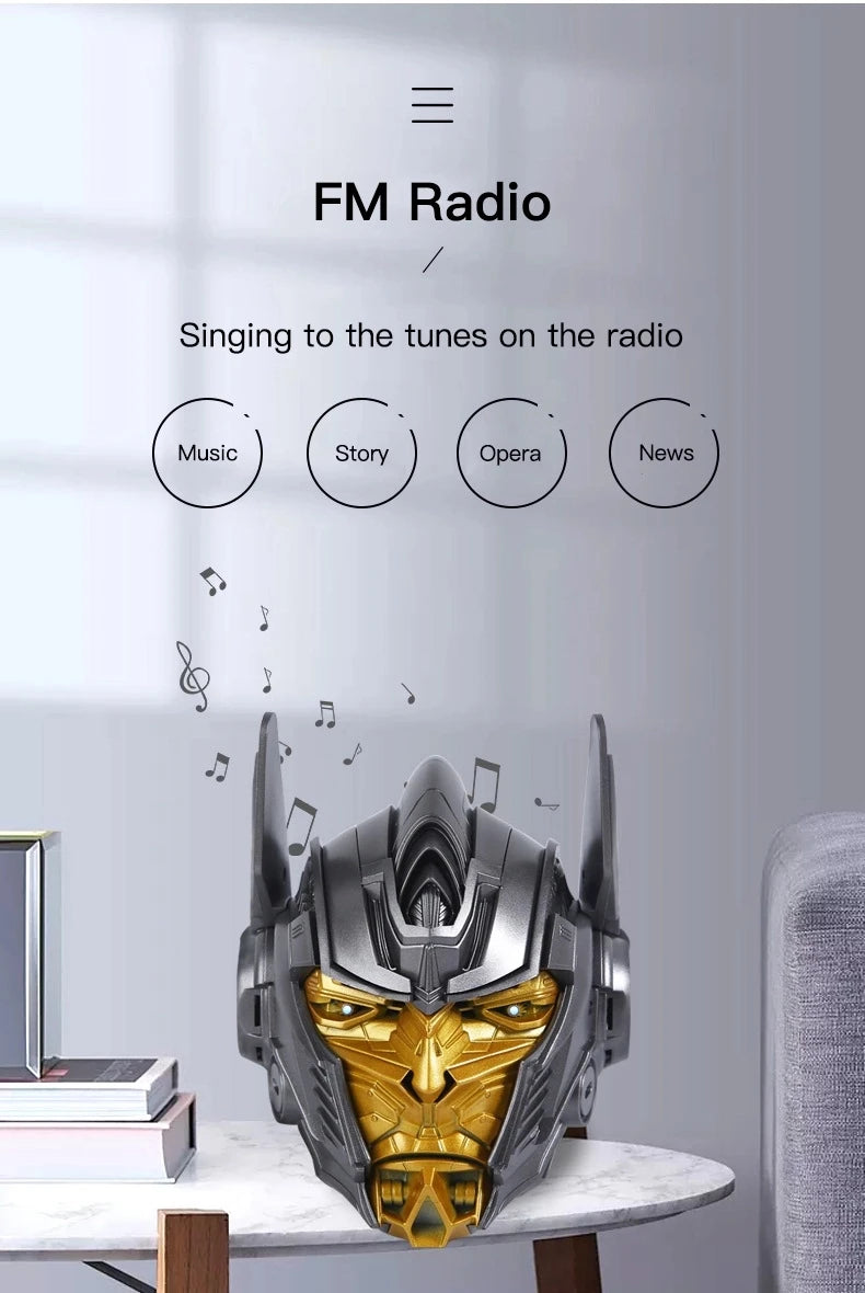 Altavoz inalámbrico con Bluetooth, dispositivo multifuncional para exteriores, transformador Optimus Prime, tarjeta TF, Radio FM, Subwoofer, regalo para ordenador