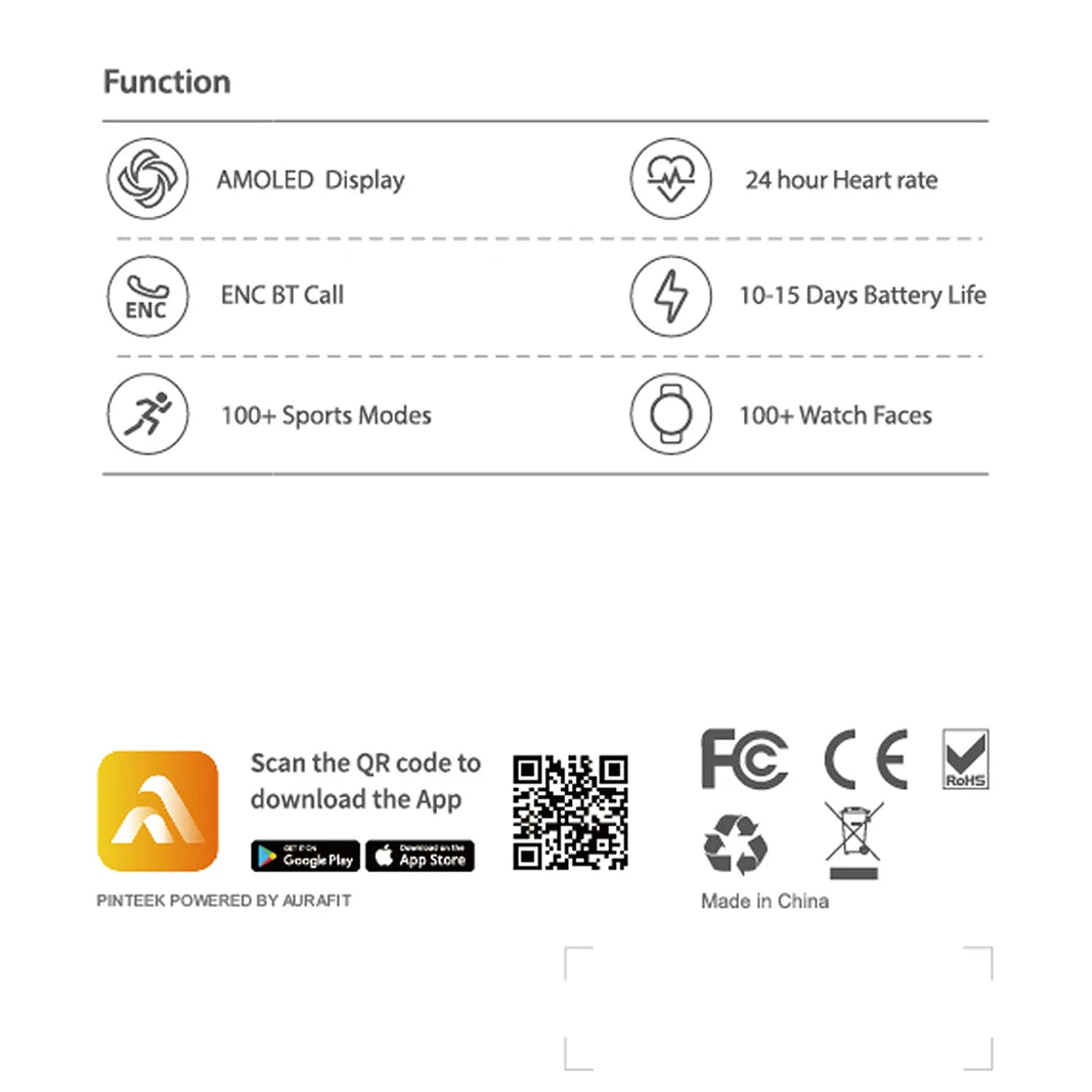 Smartwatch IP67 rastreador de ejercicios impermeable con más de 150 deportes monitoreo del sueño carga inalámbrica     Reloj AMOLED