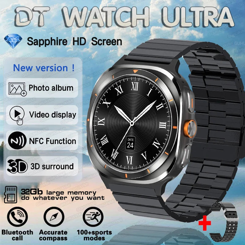 2025 nuevo reloj DT 7 Ultra reloj inteligente hombres 32GB memoria vídeo GPS NFC 47mm AMOLED Fitness rastreador deportivo salud relojes inteligentes mujeres