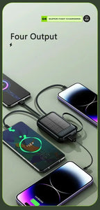 Banco de energía Solar de 50000mAh, Mini banco de energía de gran capacidad con 4 Cables integrados, cargador portátil para teléfonos, batería externa para Xiaomi-MovilExpressShop