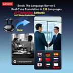Lenovo XT53 auriculares de traducción TWS Bluetooth HD llamadas de voz auriculares con reducción de ruido para viajes de oficina auriculares con traductor AI
