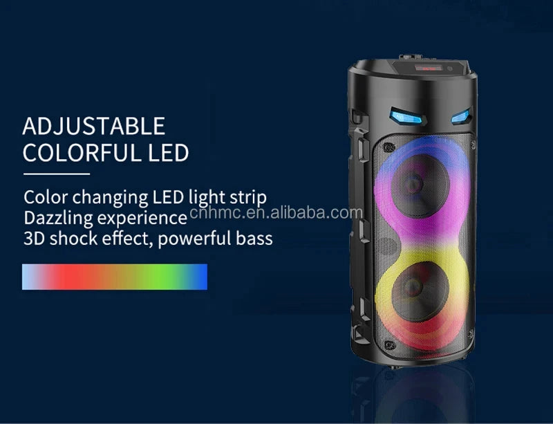 Altavoz Bluetooth portátil de baile cuadrado grande, columna de barra de sonido con luz LED colorida, caja de sonido KTV, Subwoofer Inalámbrico, Boombox de alta fidelidad-MovilExpressShop