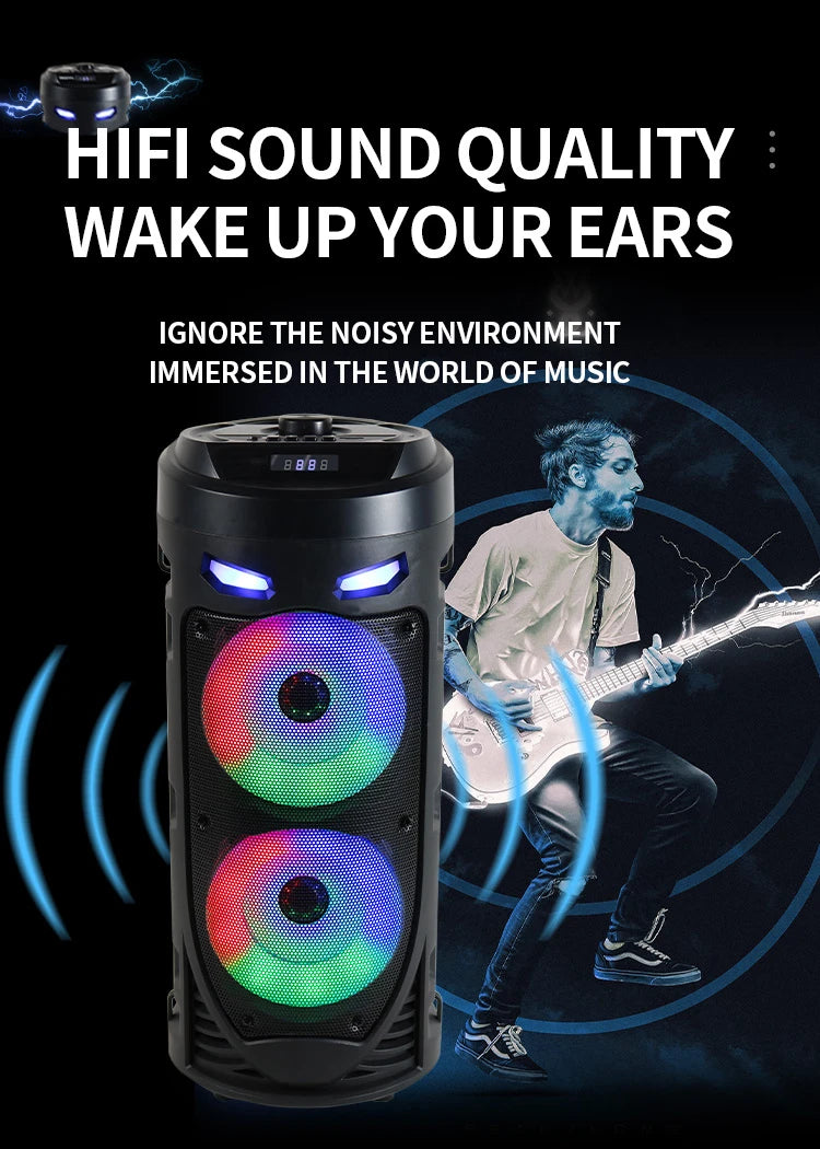 Altavoz Bluetooth portátil de baile cuadrado grande, columna de barra de sonido con luz LED colorida, caja de sonido KTV, Subwoofer Inalámbrico, Boombox de alta fidelidad-MovilExpressShop