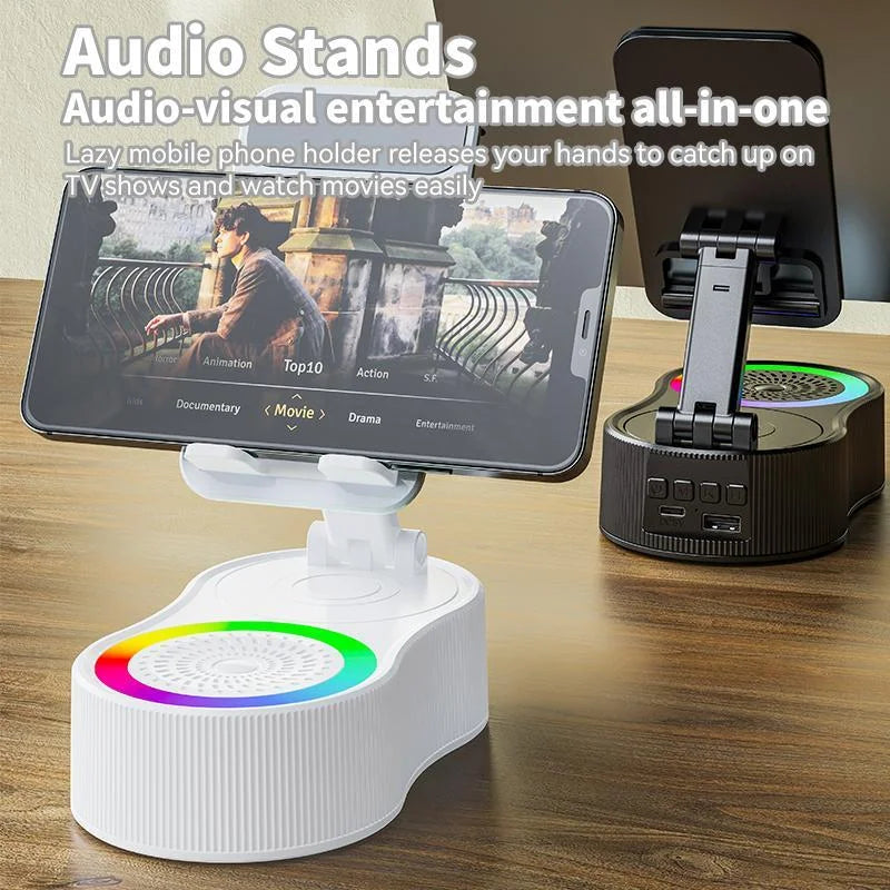 Nuevo Soporte para teléfono móvil con luz LDE, Altavoz Bluetooth, soporte ajustable para tableta, altavoz inalámbrico portátil-MovilExpressShop
