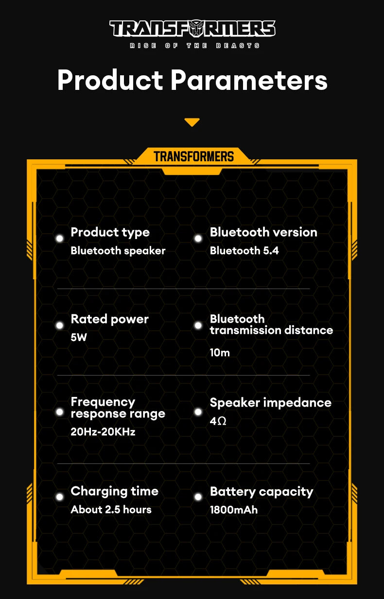 TRANSFORMERS TF-Y17 Altavoz portátil Altavoz Bluetooth inalámbrico de larga resistencia Sonido estéreo Caja de sonido multifuncional-MovilExpressShop
