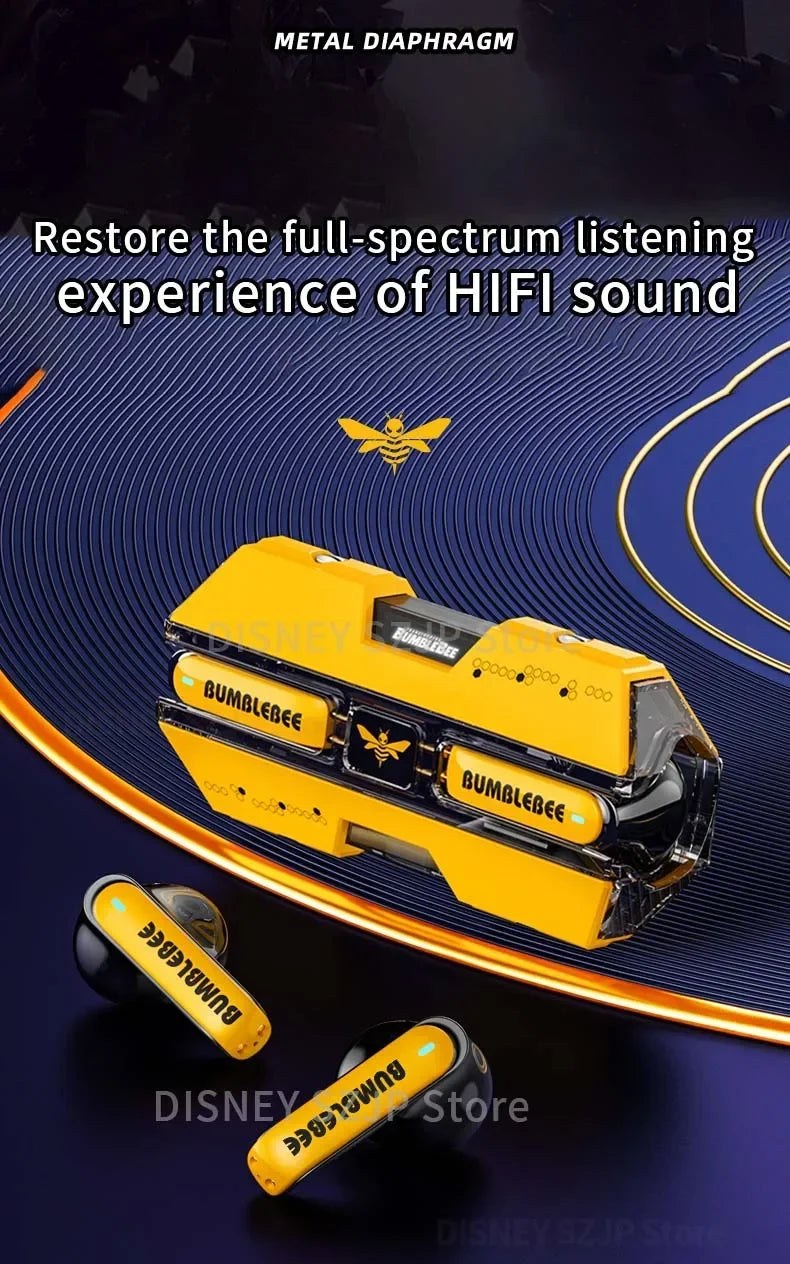 Transformers TF-T01 auriculares inalámbricos Bluetooth 5,3 sonido HIFI Bumblebee auriculares para juegos auriculares de baja latencia Larga modo de reposo-MovilExpressShop