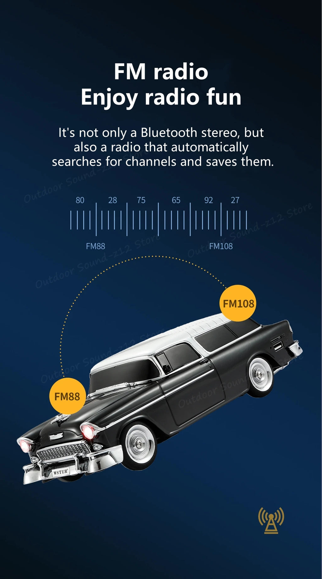 Altavoz Bluetooth WSTER WS-1955 Retro Sedan-MovilExpressShop