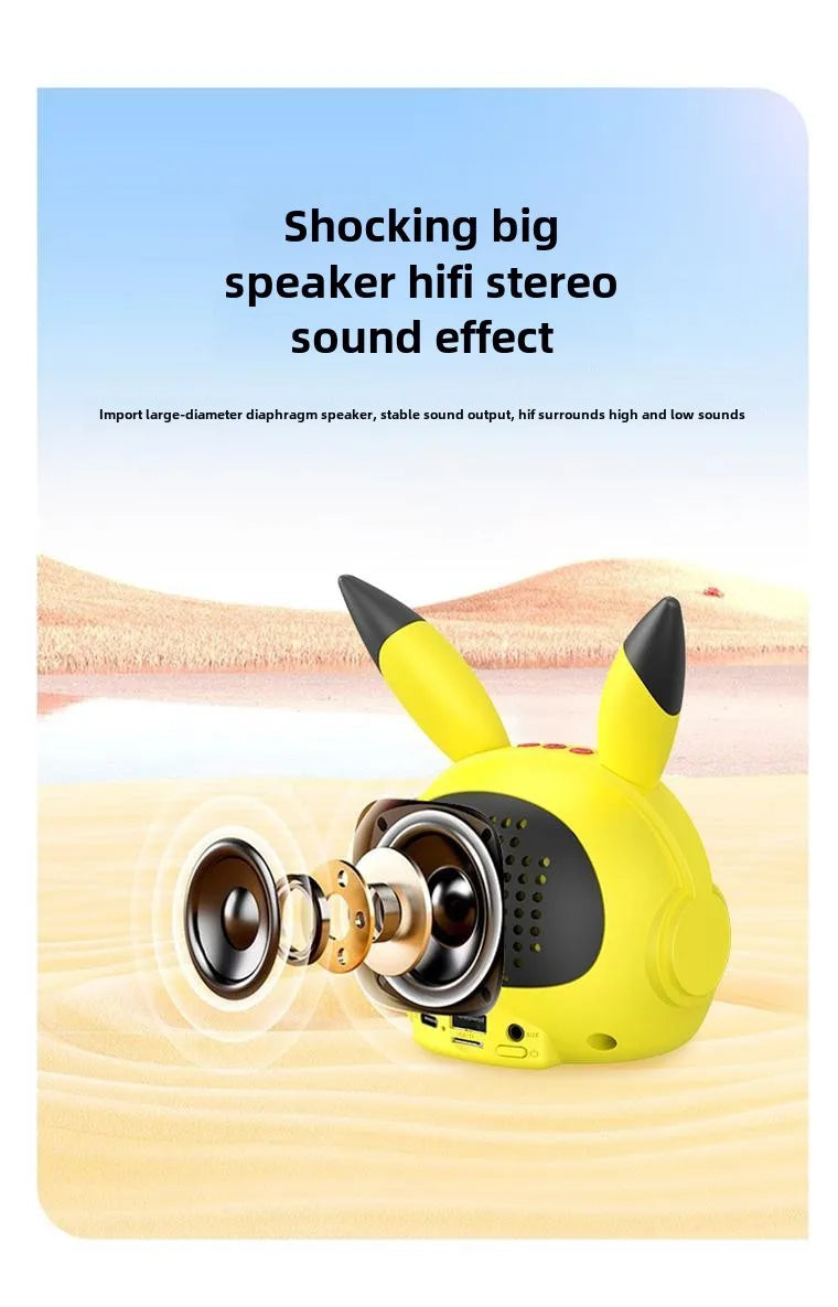 Pikachu Altavoz Bluetooth inalámbrico Altavoz pequeño portátil Subwoofer pesado Mini Bluetooth bajo Subwoofer regalos-MovilExpressShop