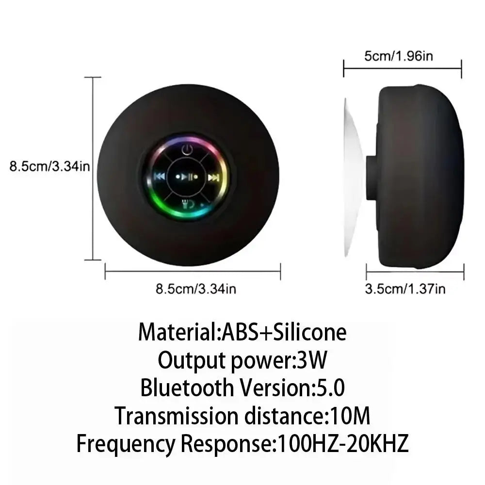 Altavoz Bluetooth resistente al agua con luces LED coloridas, fuerte ventosa y soporte para teléfono, mini altavoz portátil para exteriores/espectáculos-MovilExpressShop