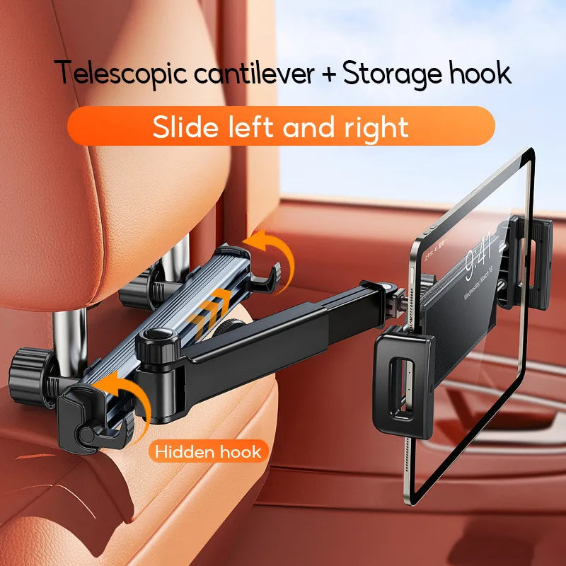 Soporte para tableta Hipacool para reposacabezas de coche, soporte ajustable para teléfono de coche, asiento trasero con gancho oculto para teléfono de 4,7-13 ", iPad 360 ° Ruirar