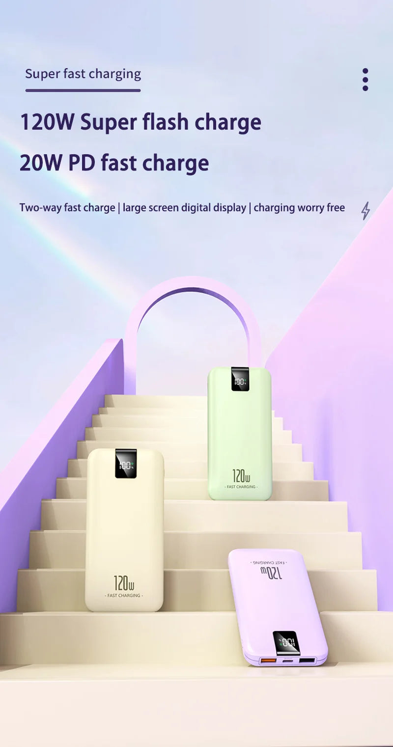 Batería de carga súper rápida Xiaomi 120W 200000 Banco de energía mAh 100000 Pantalla digital cuadrada portátil liviana de alta capacidad mAh-MovilExpressShop