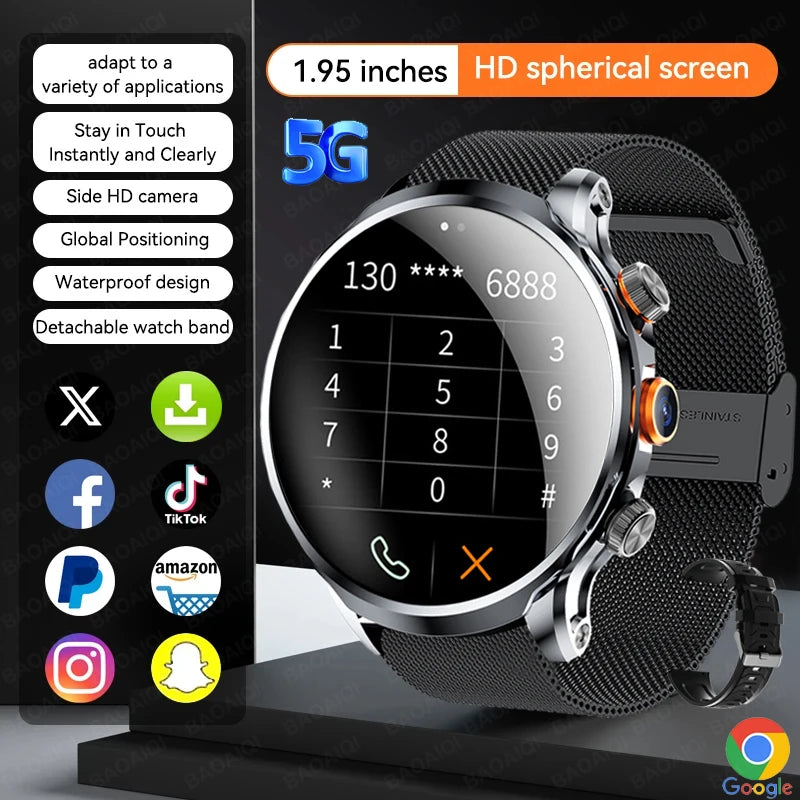 Reloj inteligente Android Netcom completo 5G/4G con cámara con tarjeta SIM videollamada AMOLED GPS WIFI Google Play mapas reloj inteligente para hombres y mujeres