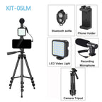 Trípode Blog para cámara DSLR, Kit de blogging para teléfono, entrevista en vivo, YouTube, soporte para teléfono, Control remoto, micrófono, luz LED-MovilExpressShop