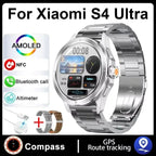 Nuevo para Xiaomi S4 Ultra deportes al aire libre reloj inteligente hombres 1,53 pulgadas AMOLED NFC GPS brújula ritmo cardíaco impermeable BT llamada Smartwatch