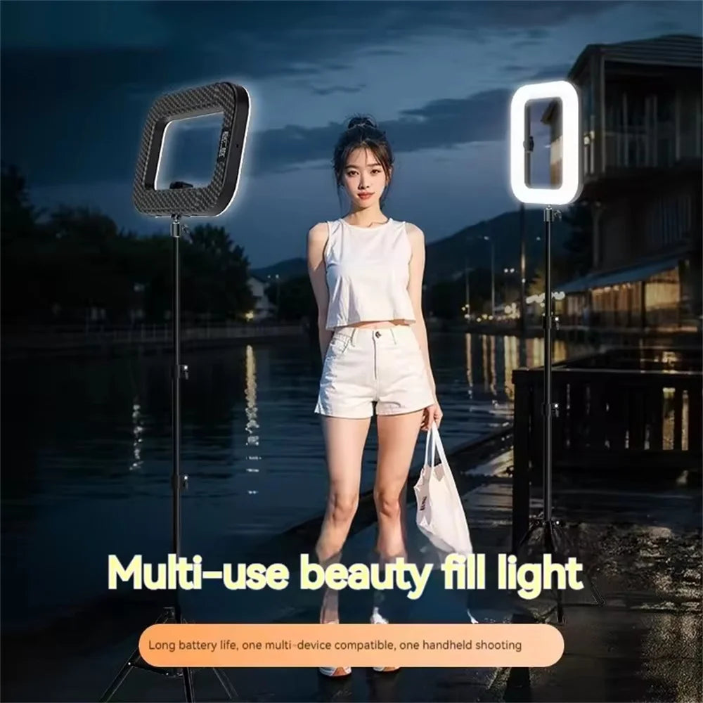 VBNBV nuevo anillo de mano LED luz de relleno recargable teléfono móvil portátil transmisión en vivo fotografía escritorio Selfie luz ?-MovilExpressShop