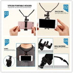 Soporte para el cuello para Selfie para teléfono móvil, manos libres, soporte para teléfono perezoso, soporte colgante Universal para IPhone GoPro 13 DJI Dock Racket-MovilExpressShop