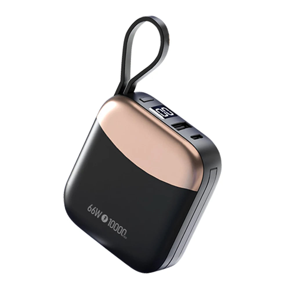 Kiki Shoot 10000mAh Mini Power Bank 66W carga rápida Powerbank batería certificada CCC con Cable para iPhone Xiaomi Huawei Samsung