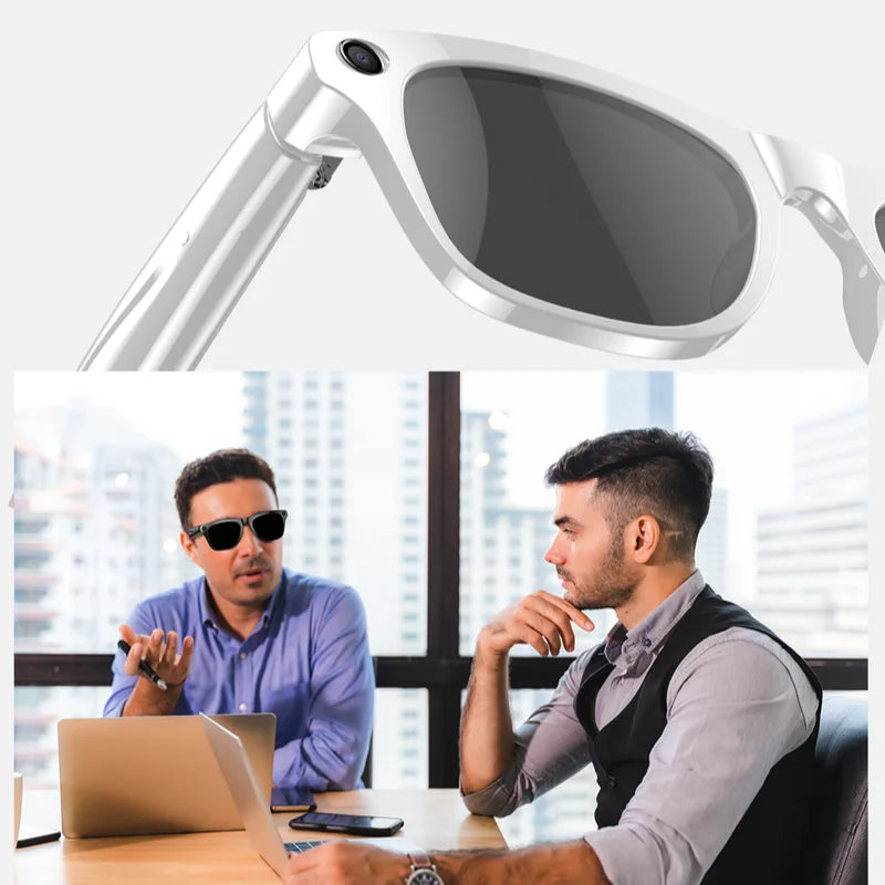 Gafas inteligentes Bluetooth, reconocimiento de objetos, traducción AI, con cámara para tomar fotos, asistente de voz, llamadas y música-MovilExpressShop