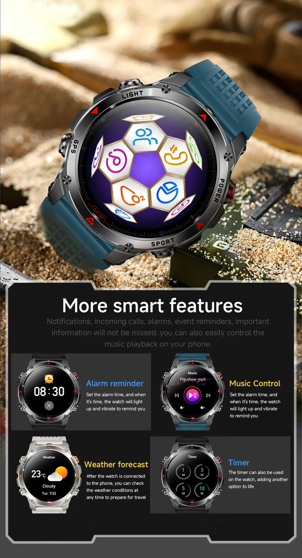 GUHUAVMI 2025 – Smartwatch Deportivo Grado Militar-MovilExpressShop