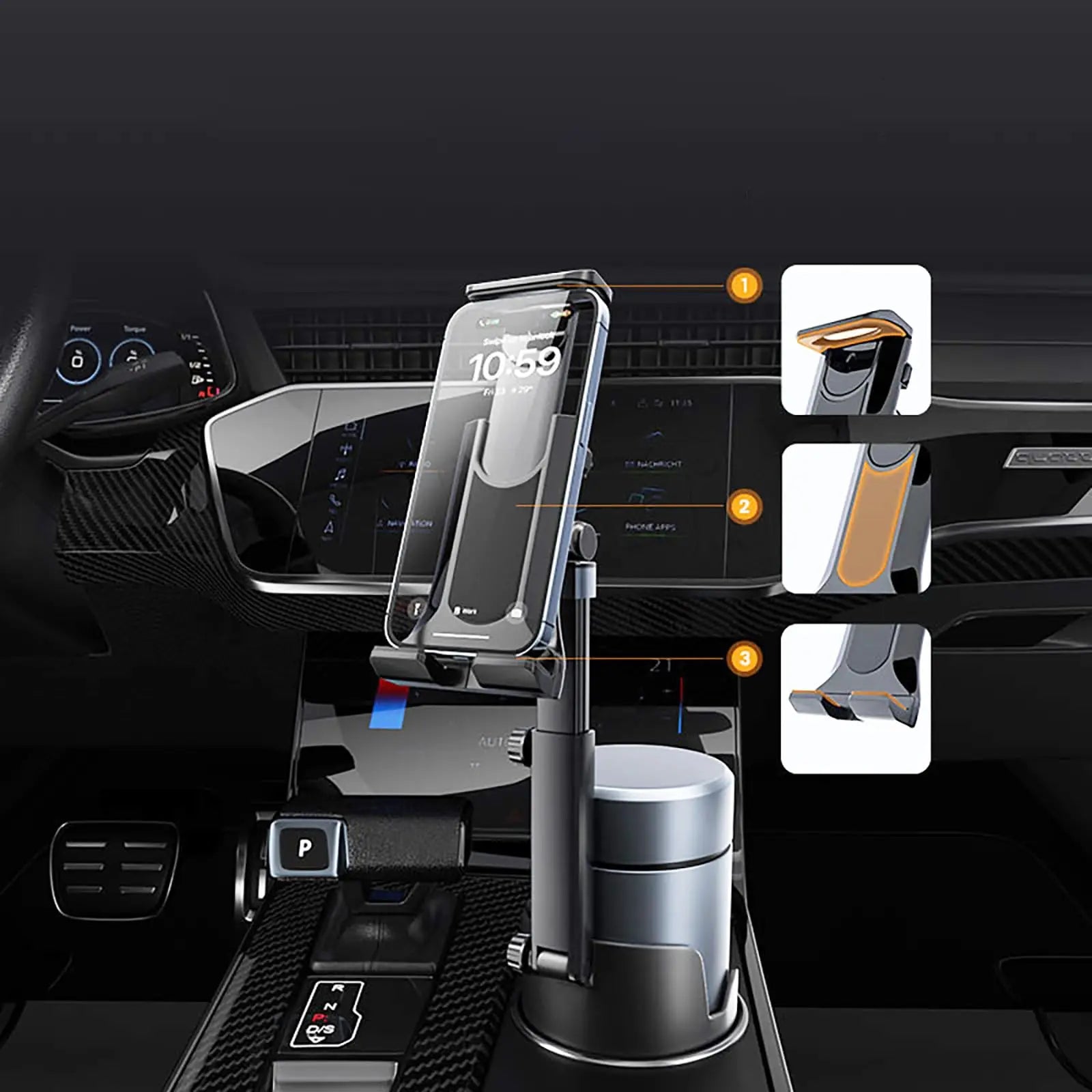 Soporte para movil y taza de coche, adaptador de soporte multifunción para Interior de coche, organizador de bebidas, accesorios de almacenamiento