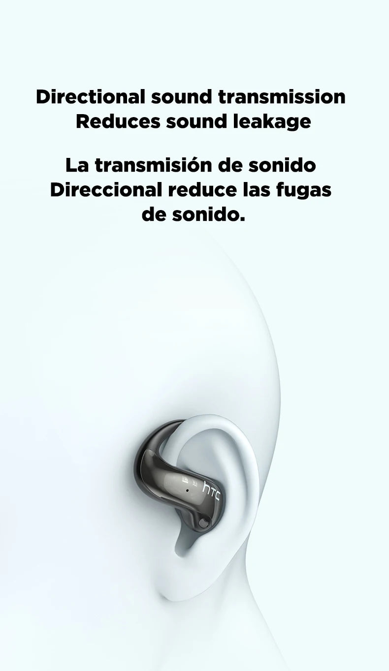 HTC NE19 auriculares Bluetooth IA OWS auriculares inalámbricos deportivos con micrófono potentes graves IA traductor auriculares impermeables de larga duración-MovilExpressShop