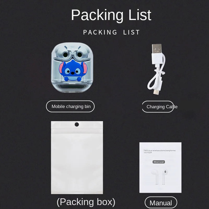 Nuevo Disney Stitch sonido HIFI pantalla Digital LED auriculares Bluetooth auriculares inalámbricos serie Stitch de largo alcance-MovilExpressShop