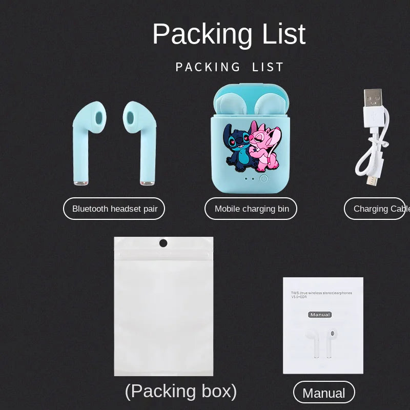 Disney TWS i7 Mini 2 auriculares inalámbricos Bluetooth 5,0 auriculares mate Macaron auriculares manos libres con micrófono caja de carga auriculares-MovilExpressShop