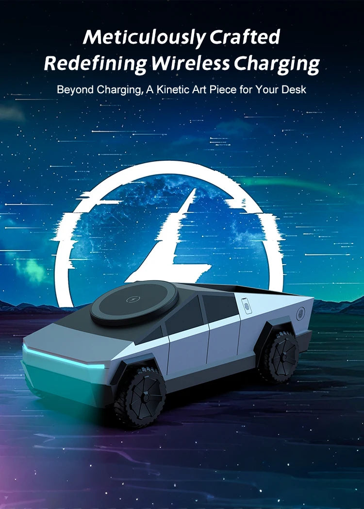 Base de escritorio CyberDock 3 en 1 con carga inalámbrica para iPhone 16, 15, 14 Pro Max, AirPods y Apple Watch, con luz ambiental.