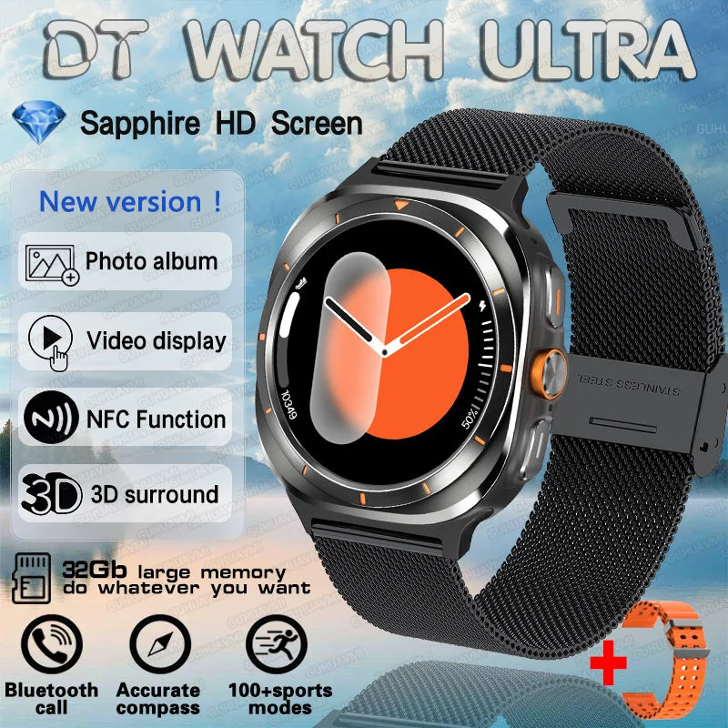 2025 nuevo reloj DT 7 Ultra reloj inteligente hombres 32GB memoria vídeo GPS NFC 47mm AMOLED Fitness rastreador deportivo salud relojes inteligentes mujeres