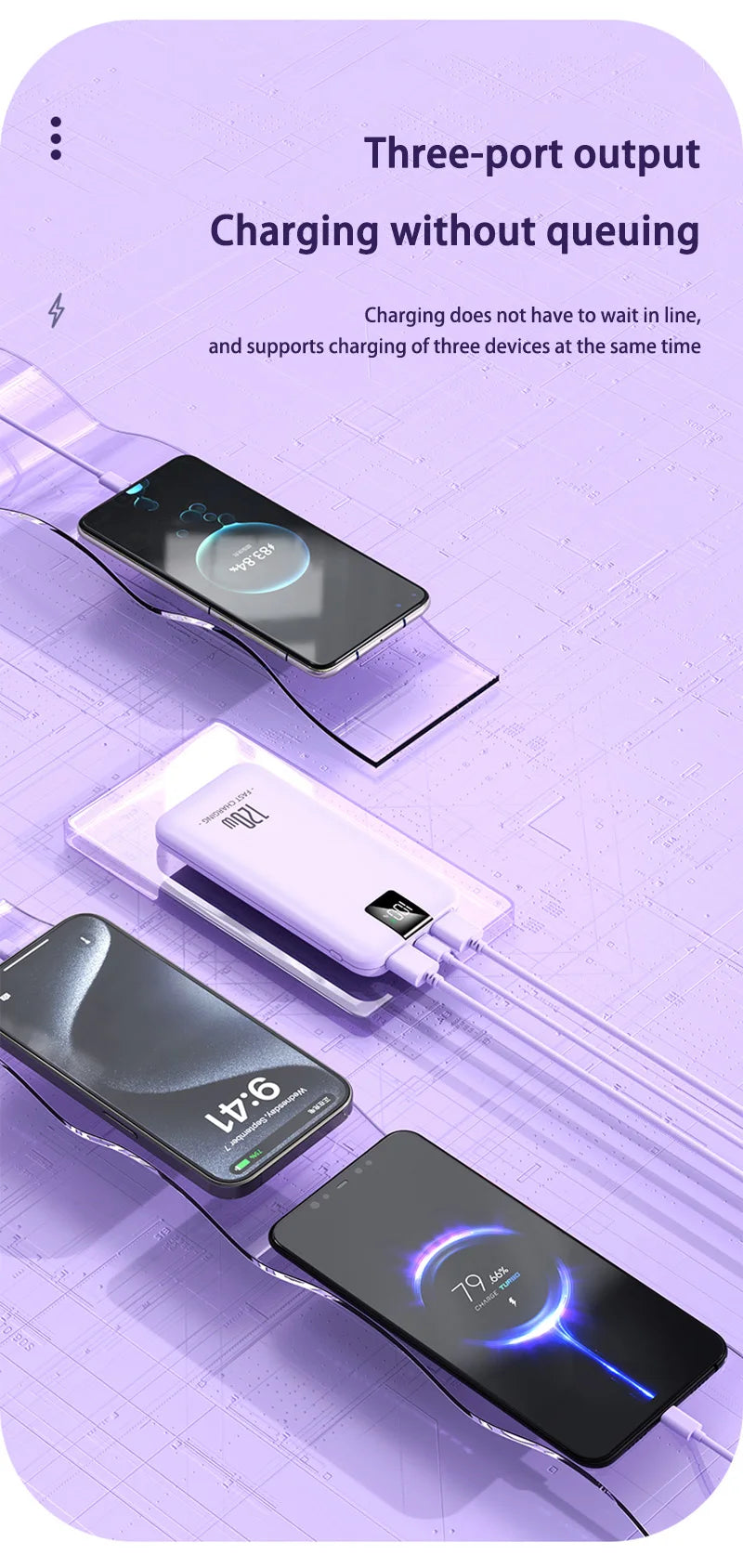 Batería de carga súper rápida Xiaomi 120W 200000 Banco de energía mAh 100000 Pantalla digital cuadrada portátil liviana de alta capacidad mAh-MovilExpressShop