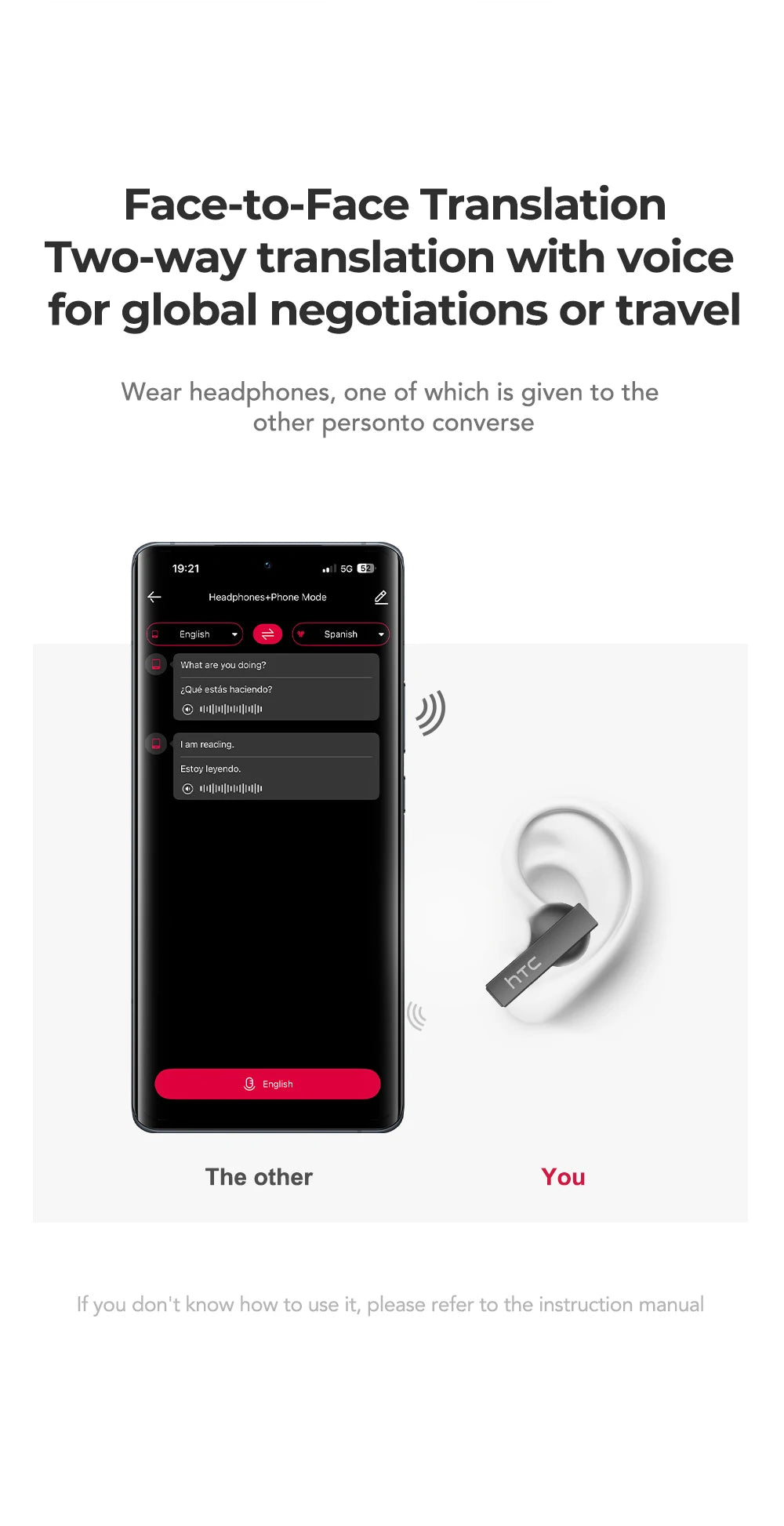 [Pantalla Ultra HD] auriculares HTC NE40 Bluetooth V6 TWS auriculares inalámbricos deportivos traductor AI auricular micrófono de reducción de ruido en la oreja