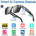 Gafas inteligentes Bluetooth, reconocimiento de objetos, traducción AI, con cámara para tomar fotos, asistente de voz, llamadas y música-MovilExpressShop