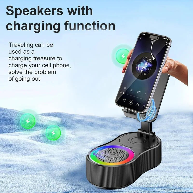 Nuevo Soporte para teléfono móvil con luz LDE, Altavoz Bluetooth, soporte ajustable para tableta, altavoz inalámbrico portátil-MovilExpressShop