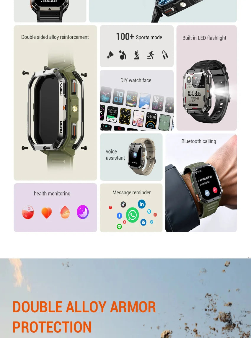 Blackview 2025 reloj inteligente para exteriores 900mAh W70 Pro 2,01 ''pantalla TFT HD-MovilExpressShop