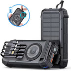 Banco de energía Solar con manivela, 20000mAh, inalámbrico magnético, 22,5 W, carga rápida, con luz para iWatch, iPhone 16, Samsung-MovilExpressShop