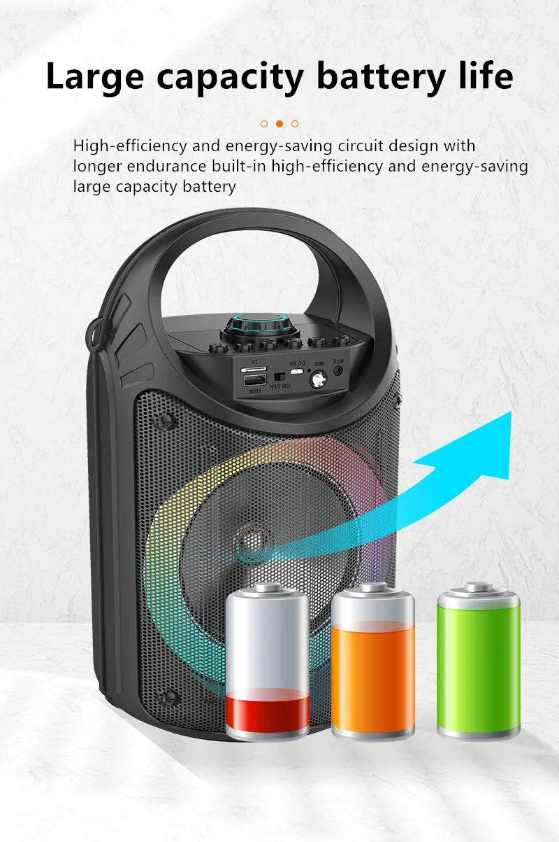 Altavoz Bluetooth portátil de baile cuadrado grande, columna de barra de sonido con luz LED colorida, caja de sonido KTV, Subwoofer Inalámbrico, Boombox de alta fidelidad-MovilExpressShop