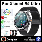 Nuevo para Xiaomi S4 Ultra deportes al aire libre reloj inteligente hombres 1,53 pulgadas AMOLED NFC GPS brújula ritmo cardíaco impermeable BT llamada Smartwatch