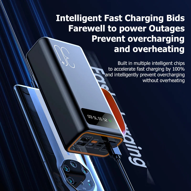 Xiaomi-Banco de energía Solar de 200000mAh, Cables integrados de gran capacidad, batería externa, luz LED, Banco de energía para iPhone, Huawei y Xiaomi-MovilExpressShop