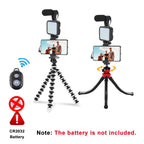 Trípode Blog para cámara DSLR, Kit de blogging para teléfono, entrevista en vivo, YouTube, soporte para teléfono, Control remoto, micrófono, luz LED-MovilExpressShop