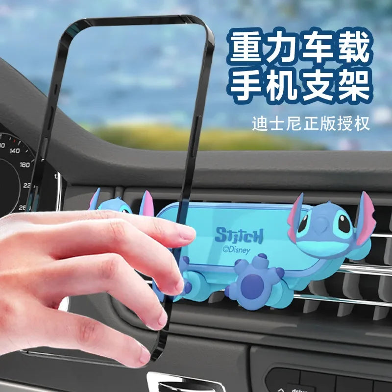 Soporte de teléfono de coche Disney Stitch para soporte GPS soporte de dibujos animados antideslizante a prueba de golpes soporte giratorio accesorios móviles