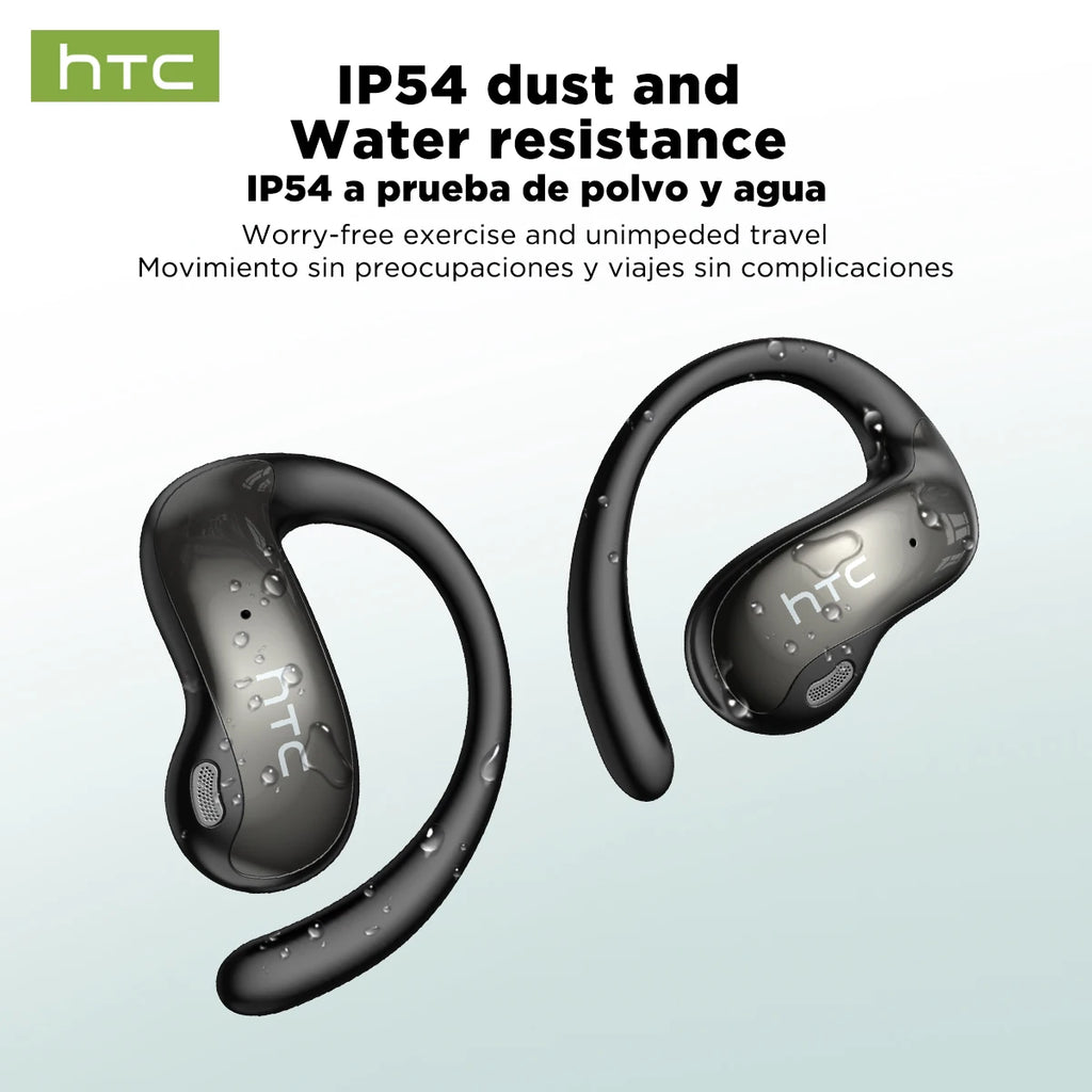 HTC NE19 auriculares Bluetooth IA OWS auriculares inalámbricos deportivos con micrófono potentes graves IA traductor auriculares impermeables de larga duración-MovilExpressShop