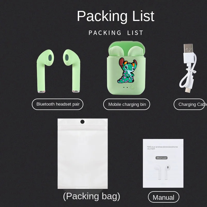 Disney TWS i7 Mini 2 auriculares inalámbricos Bluetooth 5,0 auriculares mate Macaron auriculares manos libres con micrófono caja de carga auriculares-MovilExpressShop