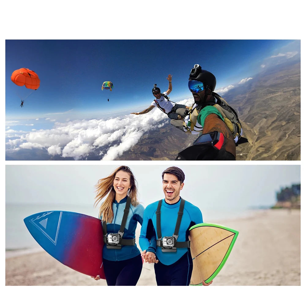 Juego de 6 uds de accesorios, Kit de paquete, soporte para correa para la cabeza/arnés para el pecho/soporte para teléfono para GoPro Hero 13 12 11 10 9 8 7 /AKASO EK7000/Brave-MovilExpressShop