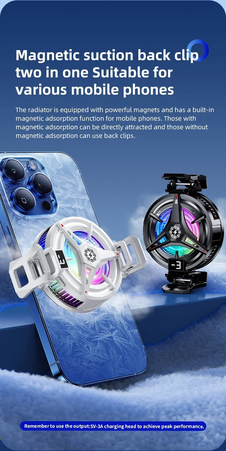 Nuevo TL07 Semiconductor móvil magnético/clip trasero PUBG enfriador 5V/3A ventilador de refrigeración por congelación radiador con pantalla Digital de temperatura-MovilExpressShop