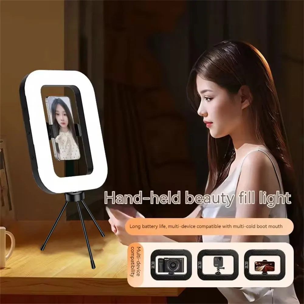 FANGTUOSI nuevo anillo de mano LED luz de relleno recargable teléfono móvil portátil fotografía en vivo escritorio jaula de conejo Selfie luz-MovilExpressShop